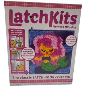 LatchKits Latch Hook Kit Mermaid Mini Rug 12x11